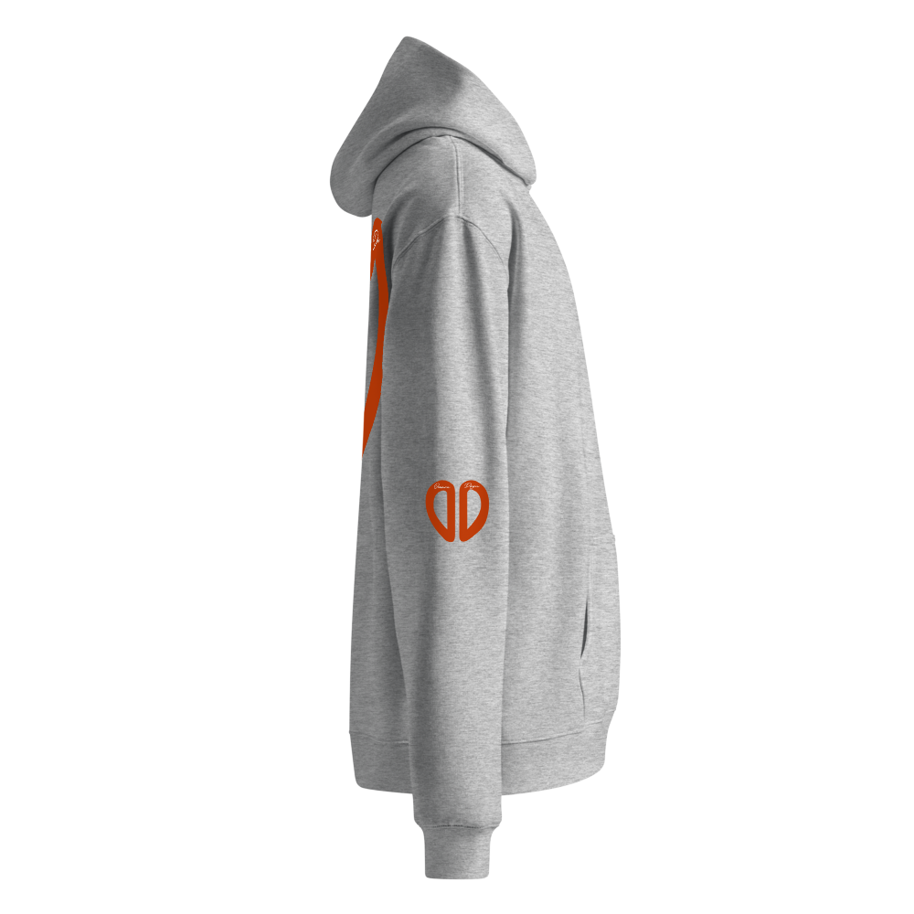 Grey Oversized Hoodie - ORANGE