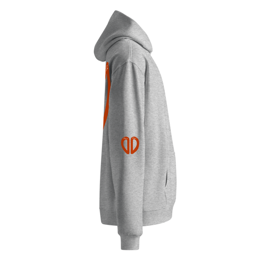 Grey Oversized Hoodie - ORANGE