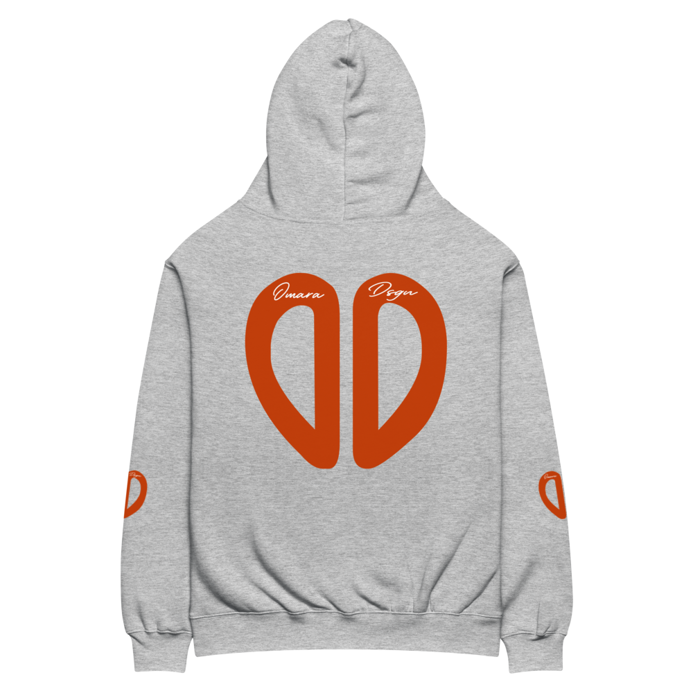 Grey Oversized Hoodie - ORANGE