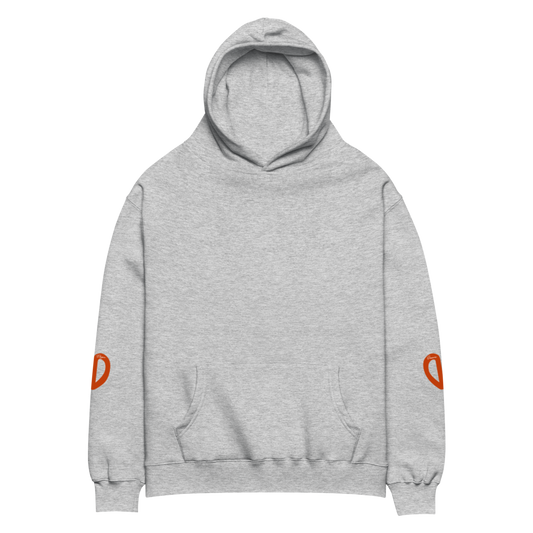 Grey Oversized Hoodie - ORANGE